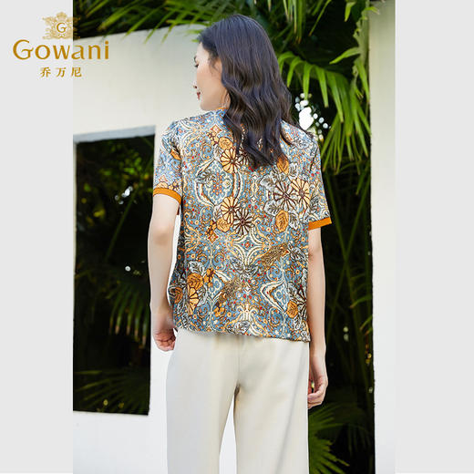 乔万尼重磅真丝衬衫女新款短袖复古设计EF2C362 商品图3