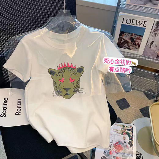 黛唯梵 虎年福袋复古卡通印花短袖T恤女2022夏季韩版宽松学生大码百搭胖妹妹上衣国庆出游七夕情人节 商品图9