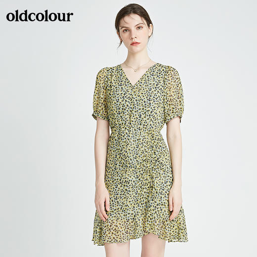 oldcolour秋季商场同款休闲碎花短袖连衣裙N24101417 商品图1