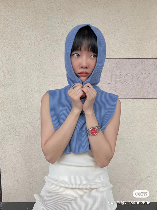 HIDEMI 美利奴羊毛趣味设计感连帽式围巾 商品图1