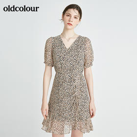 oldcolour秋季商场同款休闲碎花短袖连衣裙N24101417