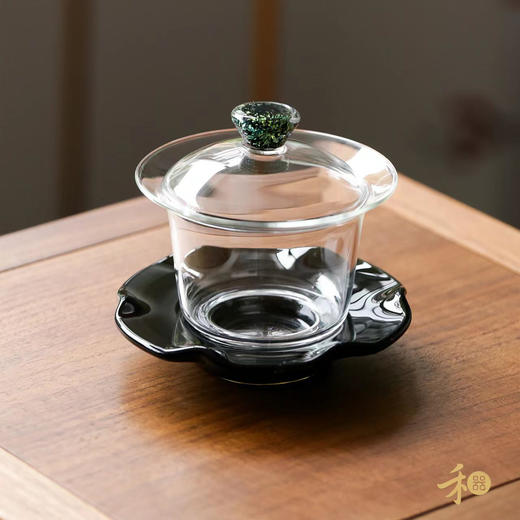 禾器绮彩禾荷盖碗 高档玻璃茶碗 商品图5