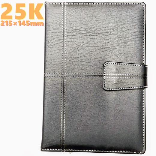 25K皮面磁扣笔记本硬皮商务记事簿高级记事本会议记录本日记本手账随手记148张黑色1本 商品图0