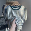 【拉夏贝尔同厂】条纹t恤短袖 长袖宽松显瘦2023年夏新款打底女体恤休闲半袖 商品缩略图7