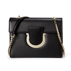 FERRAGAMO 菲拉格慕 女士皮革斜挎单肩包 黑色 21 G671 675454