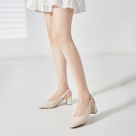 ZHR包头凉鞋女夏季2022年新款高跟一字扣带休闲气质方头日系女鞋 商品图2