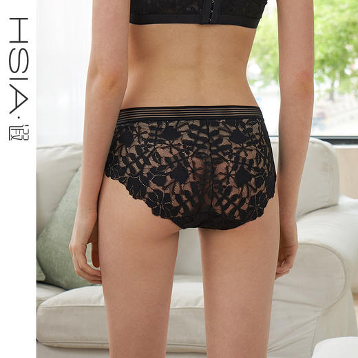 HSIA遐全蕾丝平角裤几何花卉甜酷风纯棉裆透气轻薄柔软亲肤内裤女几何花 商品图0