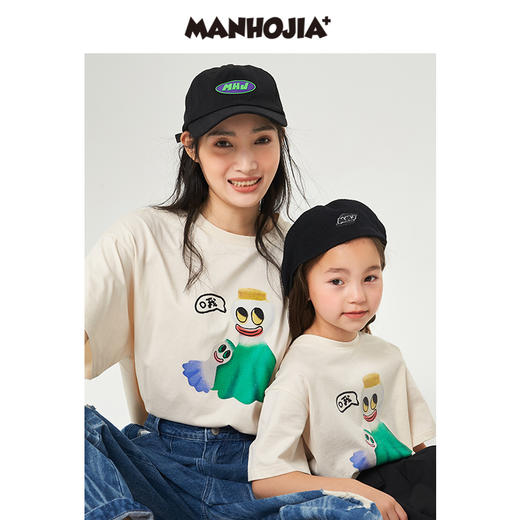 漫画家潮牌童装亲子装T恤夏季新品蒜头印花趣味街头短袖儿童T恤 商品图2