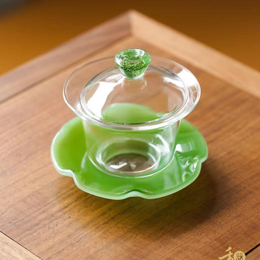 禾器绮彩禾荷盖碗 高档玻璃茶碗 商品图6