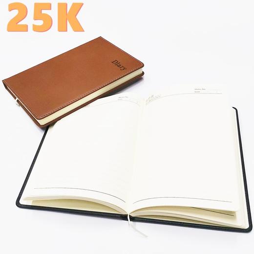 25K皮面笔记本A5硬皮商务记事簿高级记事本会议记录本日记本手账日程随手记黑色棕1本 商品图1