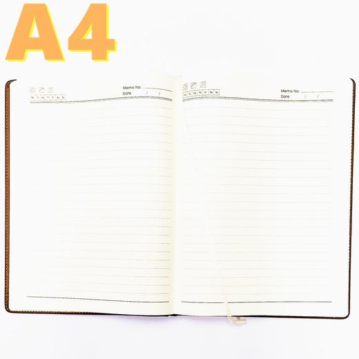 金派皮面笔记本A4硬皮商务记事簿高级记事本账本会议记录本日记本手账日程随手记黑色棕色1本 商品图3