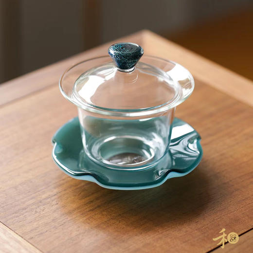 禾器绮彩禾荷盖碗 高档玻璃茶碗 商品图3