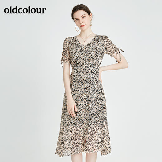 oldcolour秋季商场同款休闲气质短袖连衣裙N24101250 商品图1