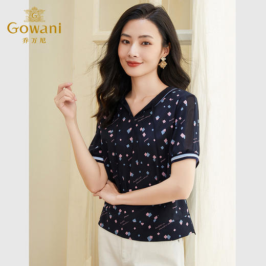 乔万尼真丝上衣女夏短袖高档桑蚕丝新款EF2C359 商品图1