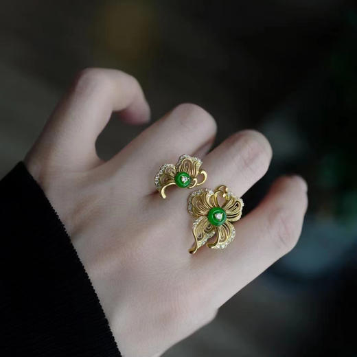 龢盒原创 柳莺上啼，花间蝶舞项圈\指间戒\耳环 戒指 商品图2