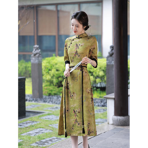 复古修身，飘带流苏腰封显瘦新款年轻款长款旗袍JLM-2234 商品图2