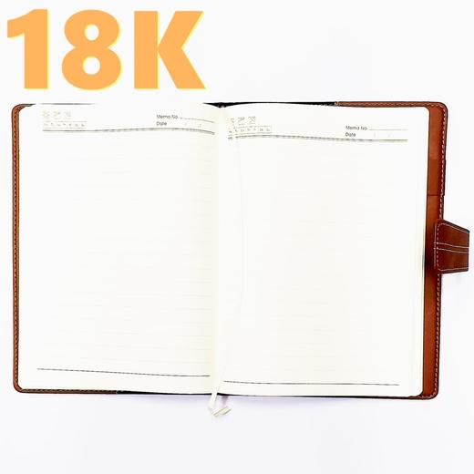 18K皮面磁扣B5笔记本硬皮商务记事簿高级记事本会议记录本日记本手账随手记148张黑色棕色1本 商品图2