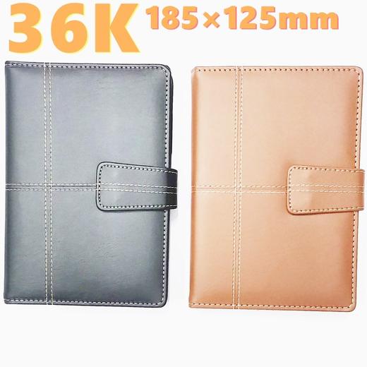 36K皮面磁扣笔记本硬皮商务记事簿高级记事本会议记录本日记本手账随手记148张黑色棕色1本 商品图0