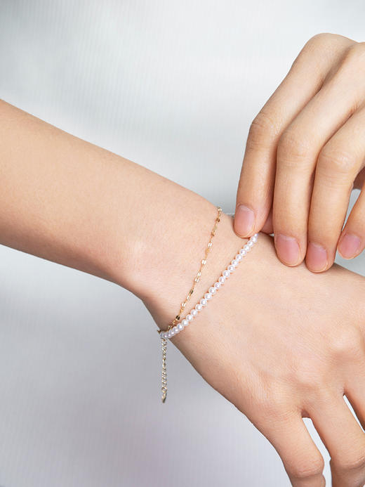 【天猫同款】悦甄 波光双层半珠半链 14K金珍珠手链3-3.5mm  商品图2