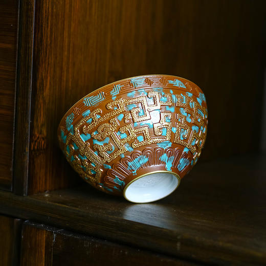 【宝】古铜彩雕刻回龙纹杯 商品图1