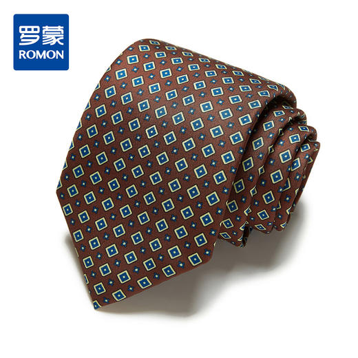 【精品礼盒装】罗蒙领带男时尚几何印花商务休闲正装结婚新郎男士领带 商品图0