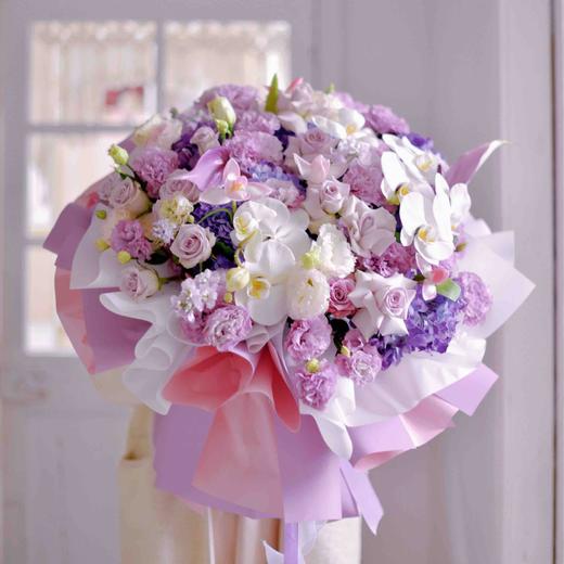 《会唱歌的紫精灵》高档蝴蝶兰郁金香紫色系韩式花束 商品图0