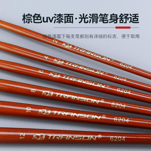 中盛画材6204尖头水彩笔尼龙水粉画笔油画圆头笔颜料绘画笔6支装 商品图4