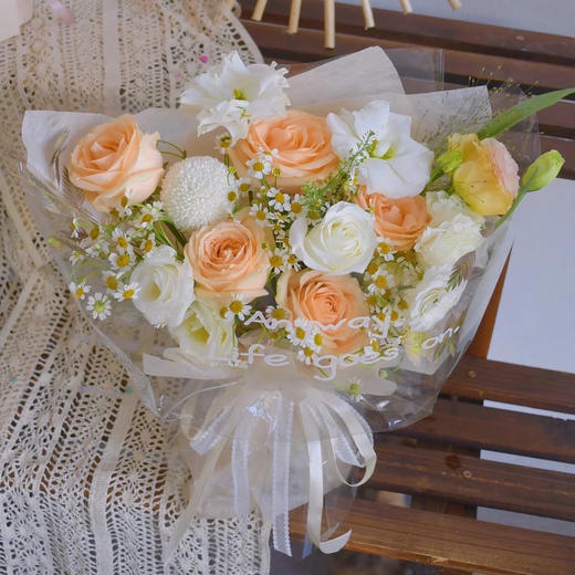 《旋律》. 清新香槟玫瑰花束 商品图0