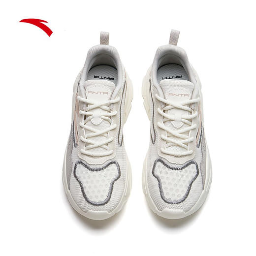 【安踏小千禧】安踏女鞋休闲鞋2022夏季新款运动鞋子女减震轻便学生网面老爹鞋122228891 象牙白/麦粉色/一度灰-2 38 商品图8