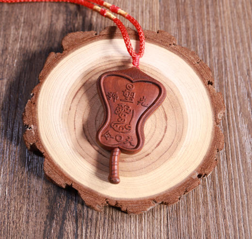 雷击枣木五明扇吊坠，挂件，精雕工艺 商品图6