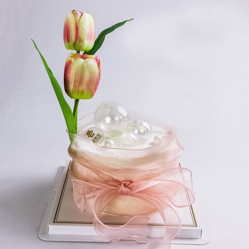 郁金香女神蛋糕，仿真花