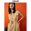 VIMAGE/纬漫纪夏季新款干练中性束腰V领显瘦飞袖连衣裙V1707337 商品缩略图3
