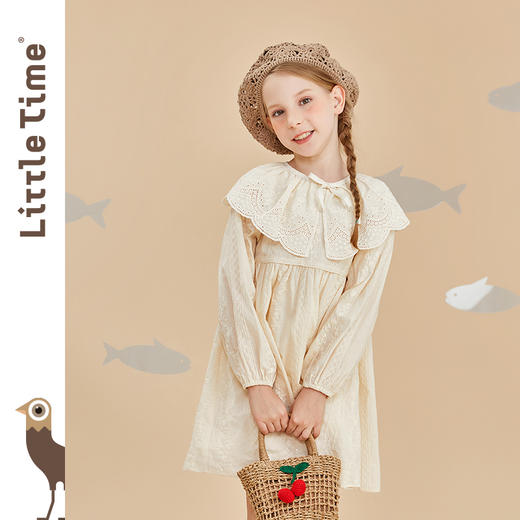 littletime女童绣花披肩2022春季新款儿童文艺百搭镂空披肩 商品图2