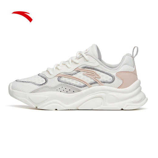【安踏小千禧】安踏女鞋休闲鞋2022夏季新款运动鞋子女减震轻便学生网面老爹鞋122228891 象牙白/麦粉色/一度灰-2 38 商品图0