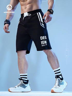 墨立方潮流夏季健身跑步短裤宽松简约时尚休闲针织男士运动五分裤 M2N61172