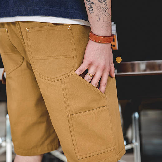 马登工装美式复古直筒伐木工短裤子户外耐磨多口袋夏季五分中裤男 商品图0