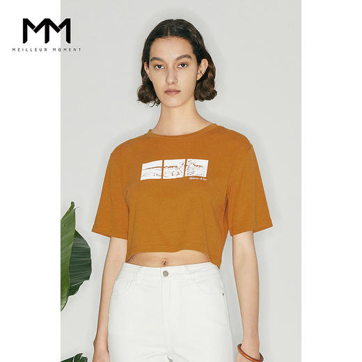 【商场同款】麦檬夏拉斐尔联名相框艺术印花圆领T恤5C5100471M 商品图0