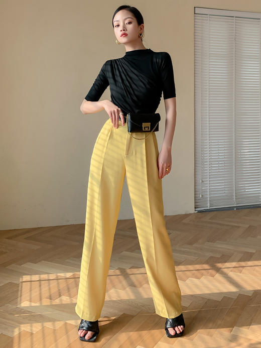 艾尚臣新款阔腿裤女高腰时尚休闲裤气质垂感OL西装裤女宽松工装裤 商品图4