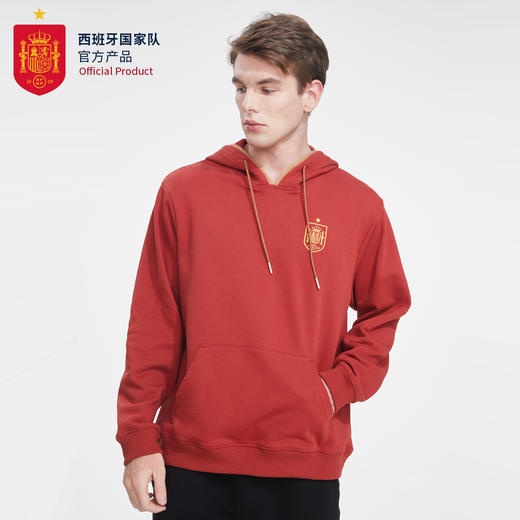 西班牙国家队官方商品丨连帽卫衣休闲宽松红色撞色帽毛圈球迷外套 商品图4