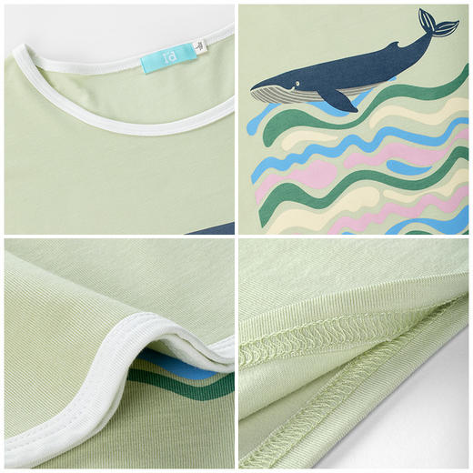 【优可丝系列】爱帝清爽海洋风冰丝短袖睡裙 商品图4