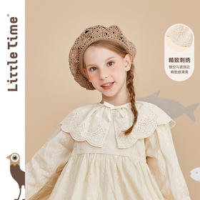 littletime女童绣花披肩2022春季新款儿童文艺百搭镂空披肩
