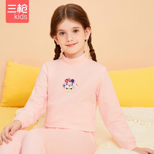 Threegun三枪 【暖棉】女童半高领儿童保暖内衣套装-2D256D011 商品图1