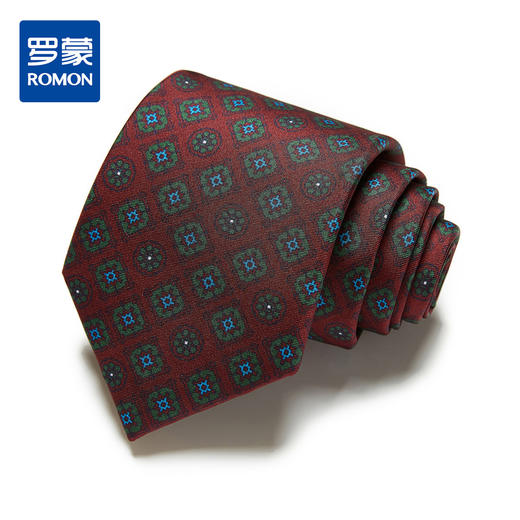 【桑蚕丝】罗蒙领带男时尚复古花纹商务正装婚礼新郎男士领带 商品图0