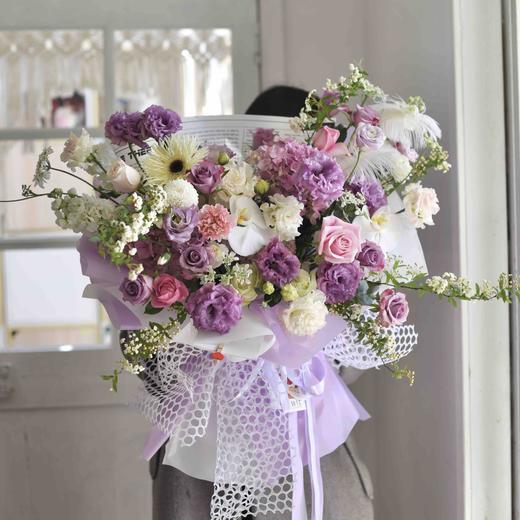 《可可烟雾紫》烟雾紫桔梗绣球蝴蝶兰混搭花束 商品图0