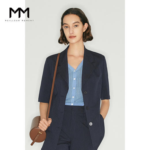 【商场同款】麦檬夏条纹单排扣休闲中西装5C5212471 商品图0