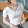 时尚撞色v领，棉体恤减龄木耳边上衣SG-T2C0139 商品缩略图2