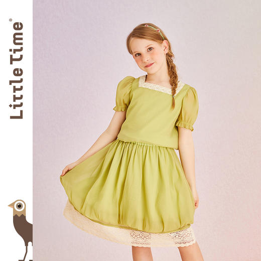 littletime女童拼接花边半身裙夏季花苞裙2022新款中大儿童半截裙 商品图1