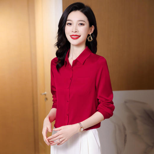 ASE-3562纯色气质时尚百塔女士衬衫 商品图0