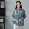 2022棉麻女装文艺复古立领水墨印花亚麻上衣衬衫长袖女衬衣 商品缩略图1