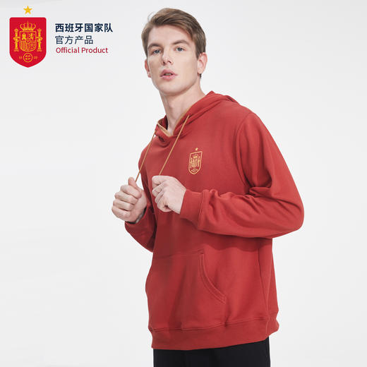 西班牙国家队官方商品丨连帽卫衣休闲宽松红色撞色帽毛圈球迷外套 商品图3